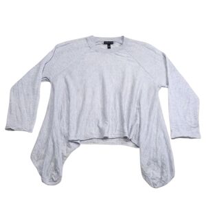 EILEEN FISHER Merino Wool Alpaca Blend Heather Gray Flowy Waterfall Top Sz Small